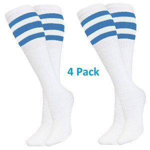 White & Blue Baseball Softball Striped Tube Set Of 4 Socks